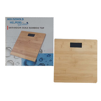 BATHROOM SCALE BAMBOO TOP 28X28X3CM 2XAAA