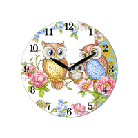 28.8CM MDF OWLS FAMILY WALL CLOCK