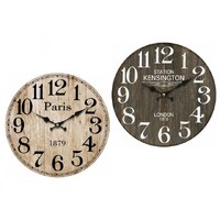 MDF VENEER CLOCK 40CM 2ASST