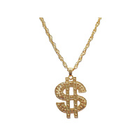 DOLLAR HEAVY METAL GOLD NECKLACE SOLD QTY10