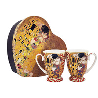 EMBOSSED KISS 2PC MUG SET 280CC