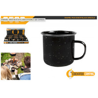 ENAMEL MUG BLACK SPECKLE 8X8CM UN12