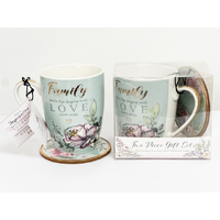 FAMILY MUG AND COASTER SET 350ML