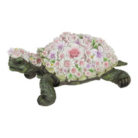 34CM LONG TURTLE W/FLORAL DECO FINISH