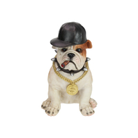 35CM GANGSTER SITTING BULLDOG W/GOLD CHAIN