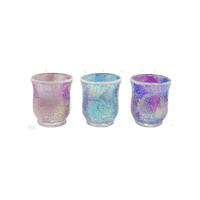 MOSAIC GLASS CANDLE HOLDER 3ASST