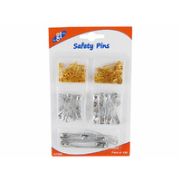 SAFETY PINS 5 SIZES GOLD SILVER 100PK