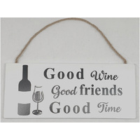 SIGN GOOD WINE/FRIENDS 24X10CM