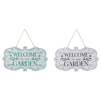 39CM METAL WELCOME TO OUR GARDEN SIGN 2ASST QTY 4