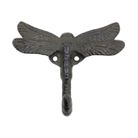 CAST IRON DRAGONFLY WALL HOOK 10X8CM SOLD QTY3