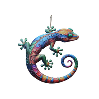 45CM COLOURFUL METAL LIZARD WALL ART