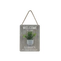 20CM GARDEN WELCOME HANGING PLAQUE QTY 4