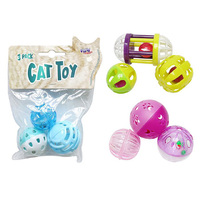 CAT BELL TOY 5CM PACK 3 ASST COLOURS