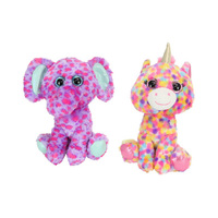 20CM PLUSH GLITTER ELEPHANT AND UNICORN 2ASST SOLD IN QTY6