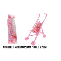 DOLL STROLLER 42X29X20CM WITH DOLL 27CM