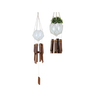 70CM 6 TUBE BAMBOO CHIME WITH GLASS BOWL