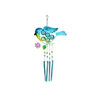 METAL BLUE BIRD W/BALL WINDCHIME QTY 2