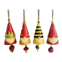 PORCELAIN GNOME WIND CHIME 8.9X8.7X13.5CM 4ASST