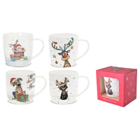 BUG ART XMAS KOOKS MUG 4ASST