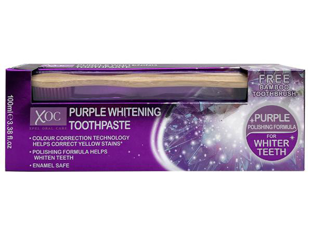 XOC PURPLE TOOTHPASTE AND BRUSH 100ML SOLD QTY12