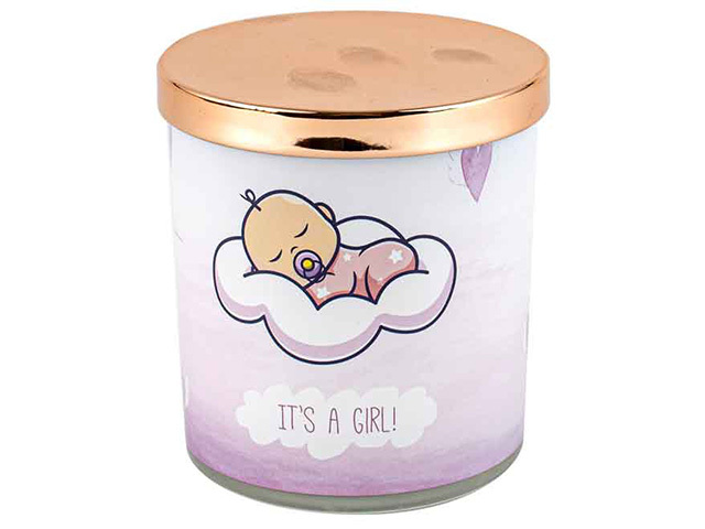 ITS A GIRL CANDLE VANILLA 45H 9X8CM