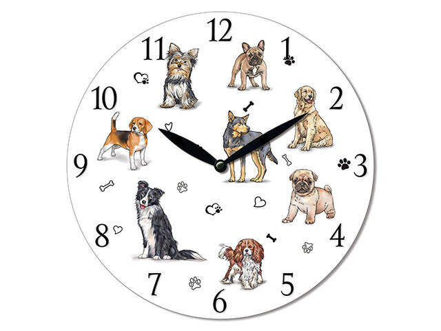 MDF DOG WALL CLOCK 28.8CM