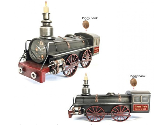 STEM TRAIN TABLE CLOCK MONEY BANK 47X18X28CM