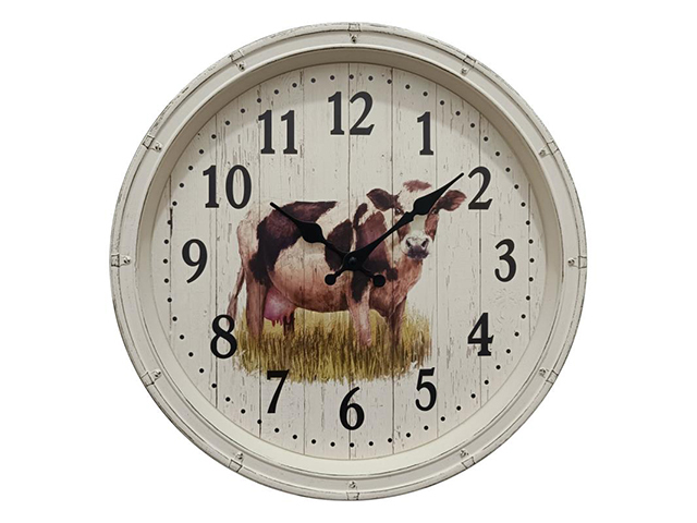 40CM COW IN PADDOCK CLOCK