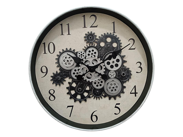 50CM WHITE FRAMED COG CLOCK QTY 2