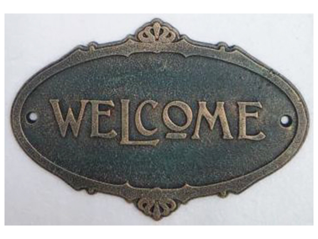 NEW WELCOME SIGN GREEN 21X14CM