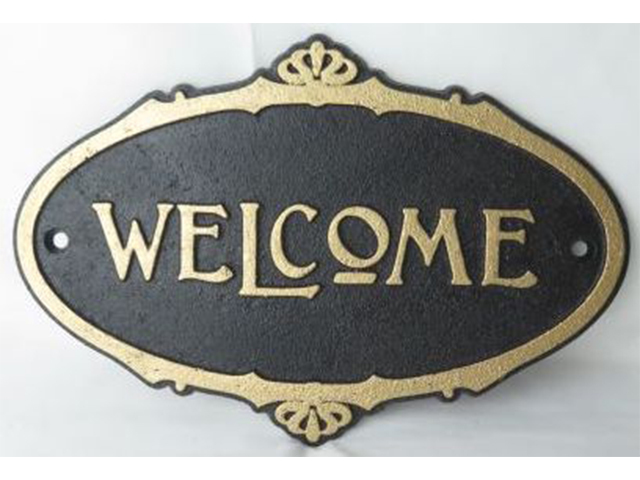 NEW WELCOME SIGN BLACK 21X14CM