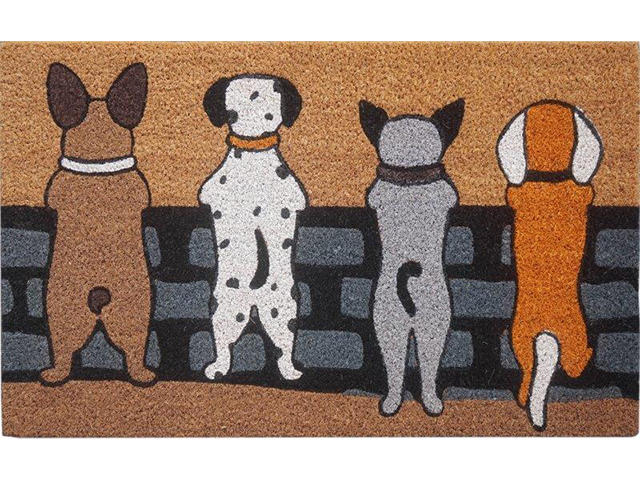 LATEX COIR DOGS ON FENCE 45X75CM