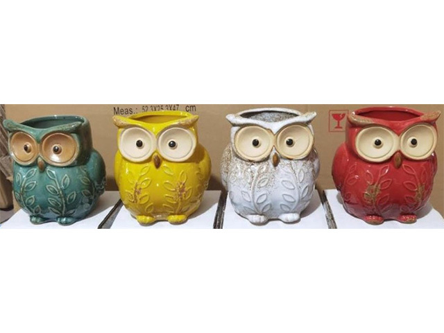 CERAMIC OWL PLANTER 3ASST 15(L) x 15(H)