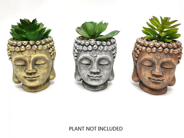 CEMENT BUDDHA PLANTER 13.5CM 3ASST