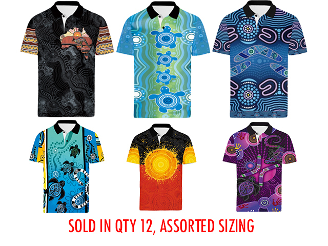 INDIGENOUS DESIGN POLO SHIRTS SOLD QTY 12