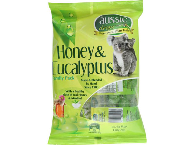 AUSSIE DROPS HONEY AND EUCALYPTUS 150G UN12