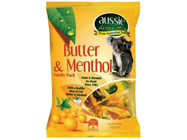 AUSSIE DROPS BUTTER AND MENTHOL 150G