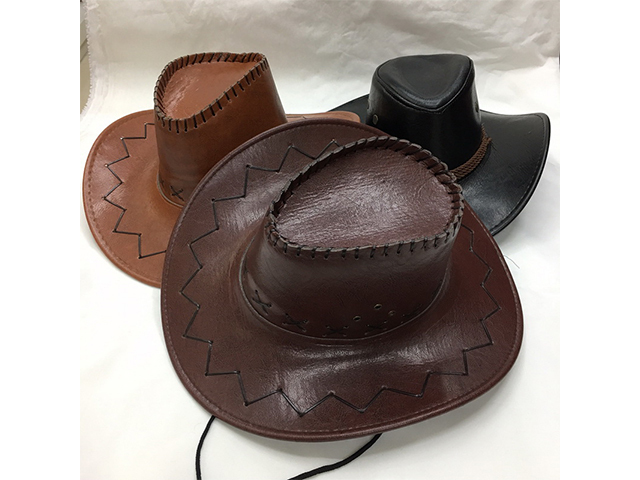 PARTY HAT COWBOY FAUX LEATHER 3ASST