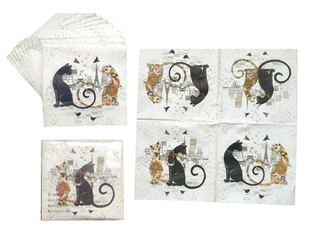 CAT COUPLE NAPKINS 20PK 33X33CM