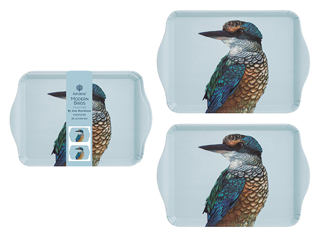 MODERN BIRDS KINGFISHER SCATTER TRAY 2PK