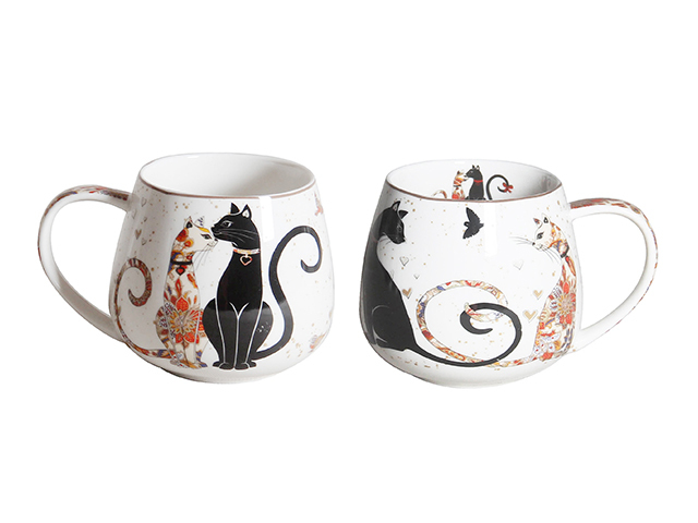 EMBOSSED CAT COUPLE MUG 400CC