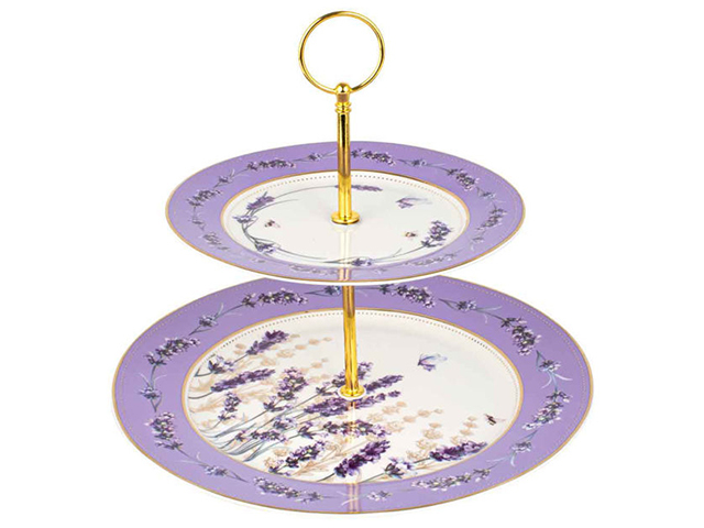 LAVENDER DREAMS 2 TIER CAKE STAND 23X37CM