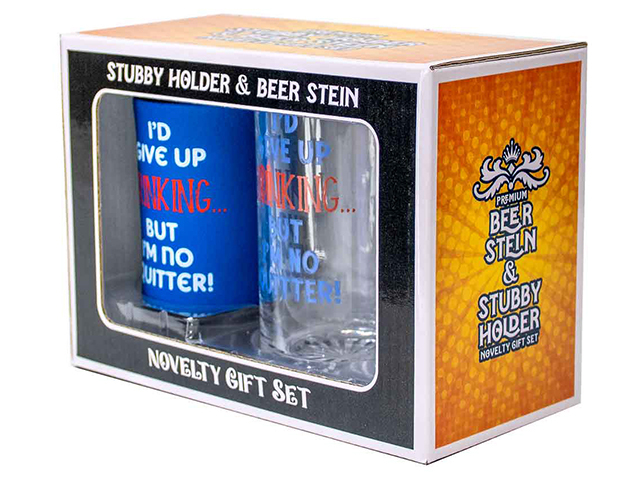 ID GIVE UP DRINKING BUT STEIN STUBBY HOLDER 18CM 490ML