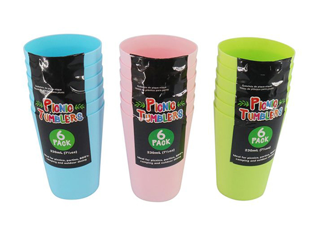 PARTY TUMBLERS PACK OF 6 70X95MM ASST SOLD QTY12