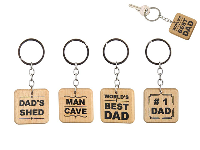 SQUARE DAD MDF KEYRING 4ASST UN12