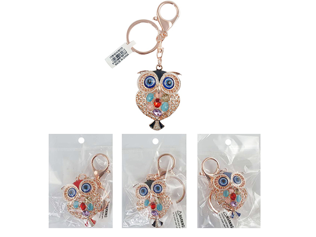 KEYRING DIAMANTE OWL SOLD QTY12