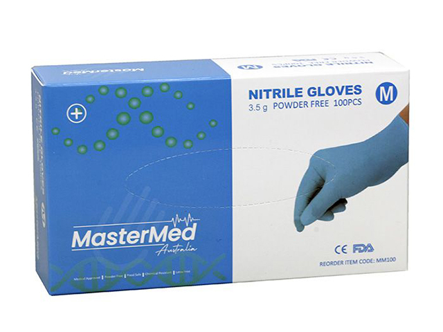 MASTERMED NITRILE GLOVES BLUE PACK 100 MEDIUM