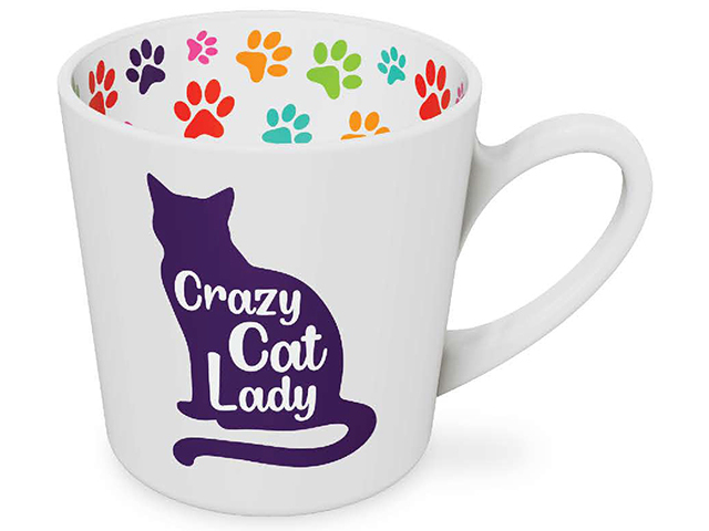 CRAZY CAT LADY BEAUTIFUL ON THE INSIDE MUG 420ML 10CM SOLD QTY2