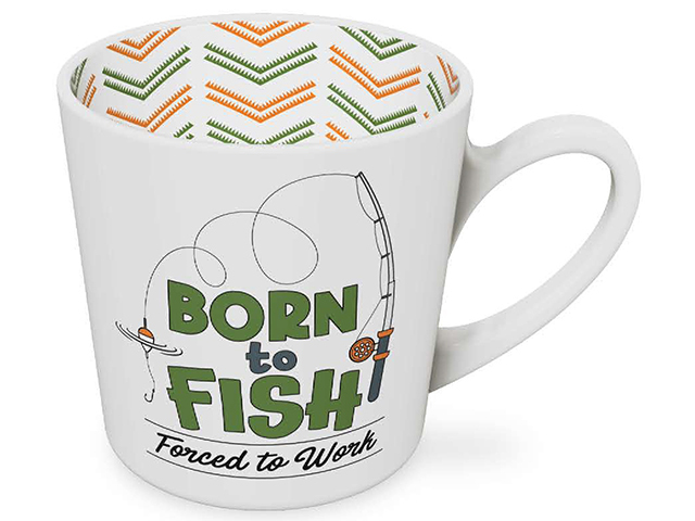 BORN TO FISH BEAUTIFUL ON THE INSIDE MUG 420ML 10CM SOLD QTY2