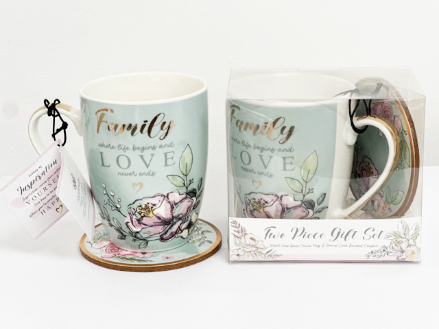 FAMILY MUG AND COASTER SET 350ML